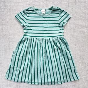 Hanna Andersson Green Stripe Pocket Dress VGUC 4